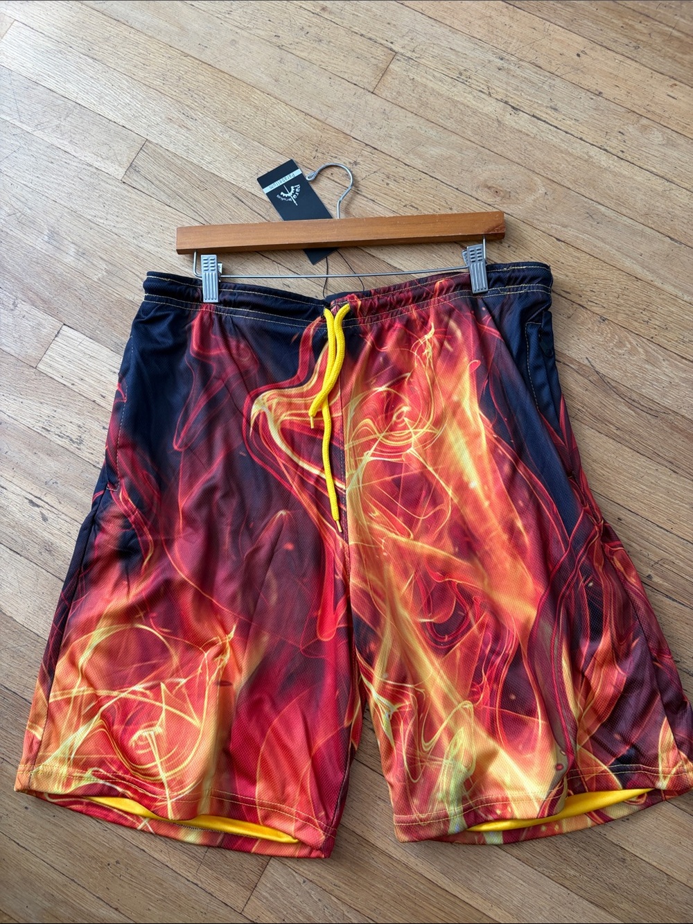 Men's Flame-Print Athletic Shorts - Red